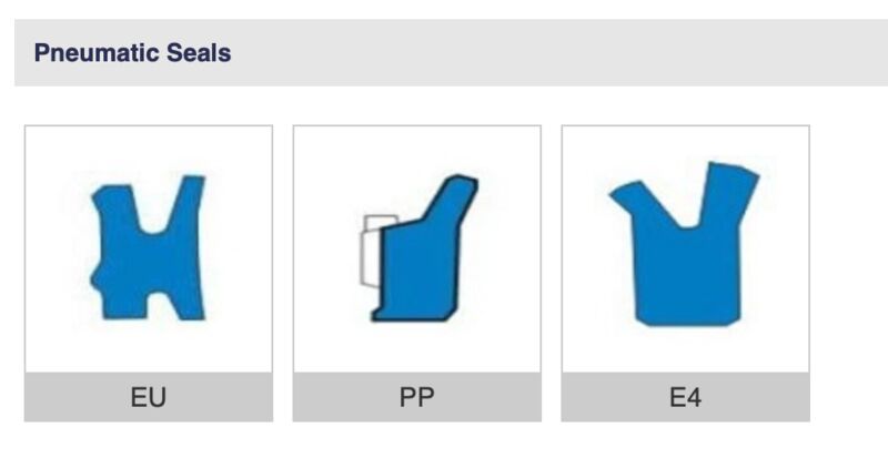 Pneumatic seal profiles - EU, PP, E4 types