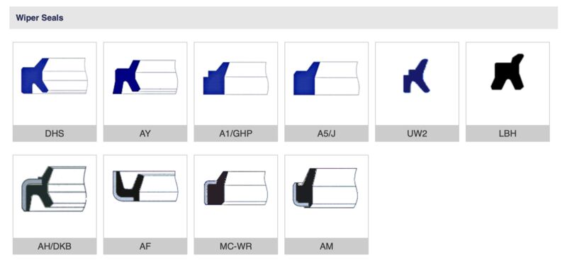 Wiper seal profiles - DHS, AY, GHP, LBH, DKB types